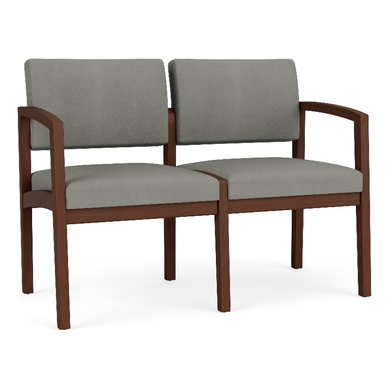 Lesro Industries Wood Waiting Reception 2 Seat Sofa Wood Frame in Gray