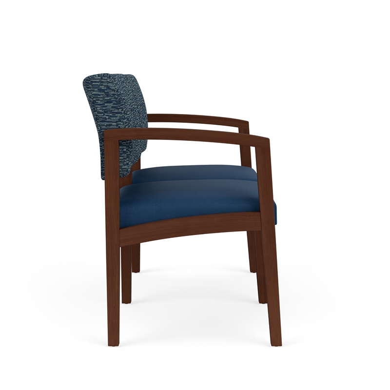 Lesro Industries Wood Waiting Reception 2 Seat Sofa Wood Frame in Blue