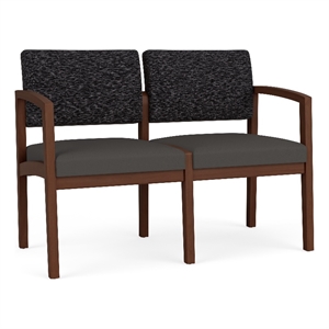Lesro Industries Wood Waiting Reception 2 Seat Sofa Wood Frame in Gray