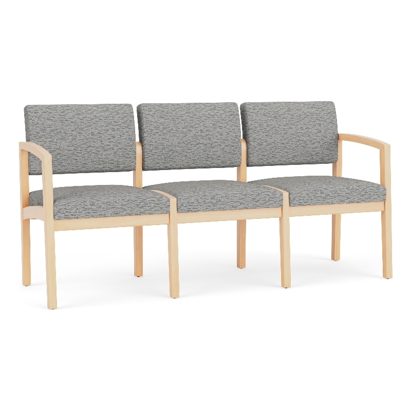 Lesro Industries Wood Waiting Reception 3 Seat Sofa Wood Frame in Gray