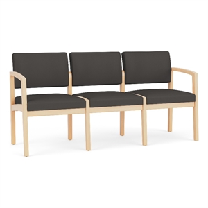 Lesro Industries Wood Waiting Reception 3 Seat Sofa Wood Frame in Gray