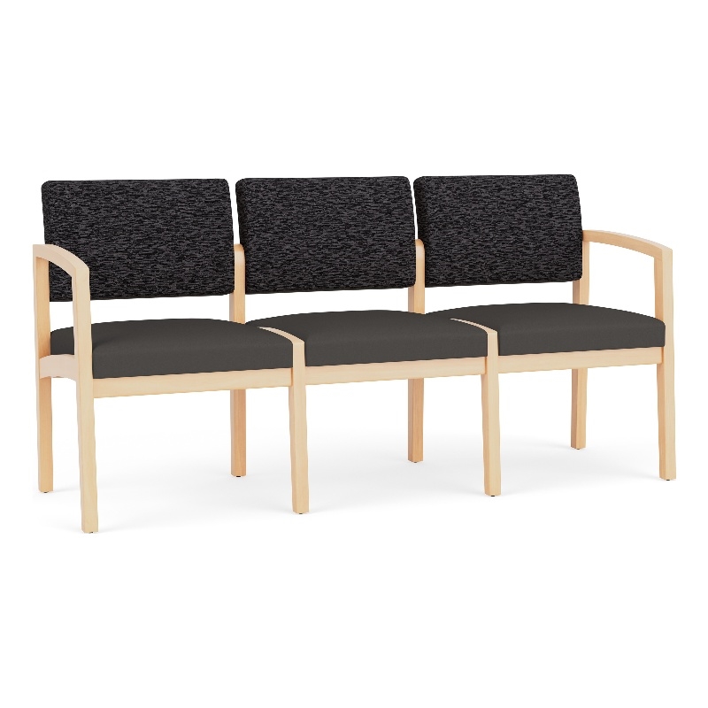 Lesro Industries Wood Waiting Reception 3 Seat Sofa Wood Frame in Gray