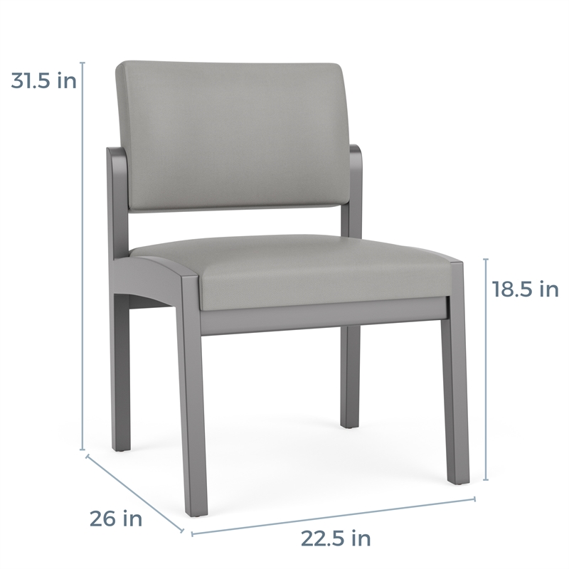 Lesro Industries Wood Waiting Reception Armless Guest Chair in Gray