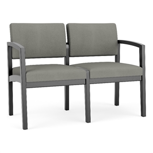 Lesro Industries Wood Waiting Reception 2 Seat Sofa Wood Frame in Gray