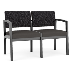 Lesro Industries Wood Waiting Reception 2 Seat Sofa Wood Frame in Blue