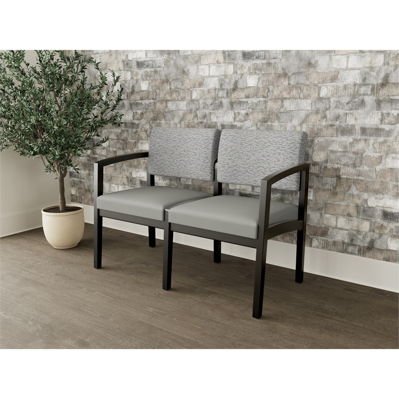 Lesro Industries Wood Waiting Reception 2 Seat Sofa Wood Frame in Gray