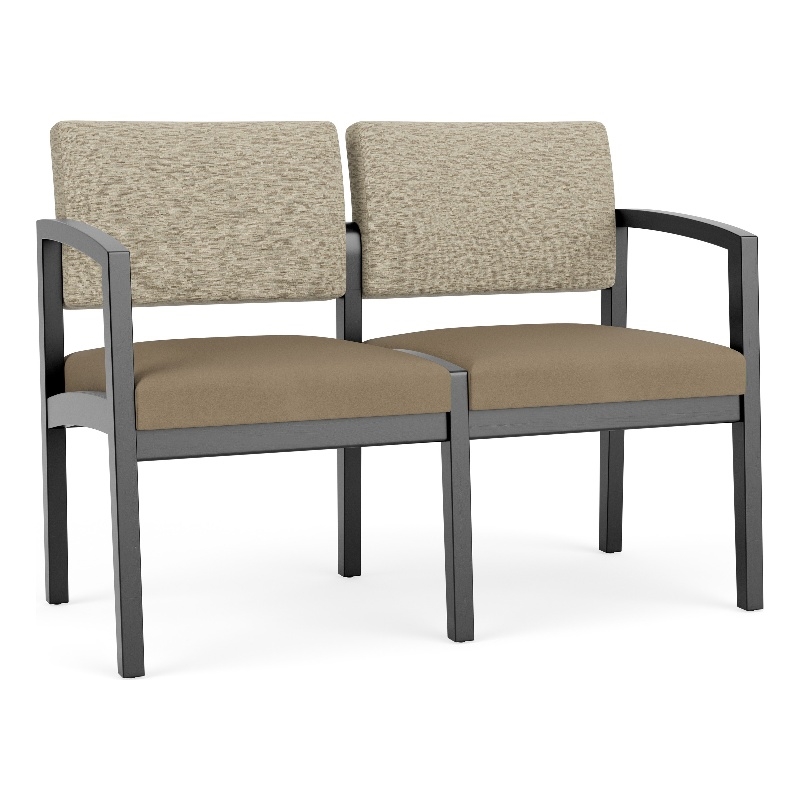Lesro Industries Wood Waiting Reception 2 Seat Sofa Wood Frame in Brown