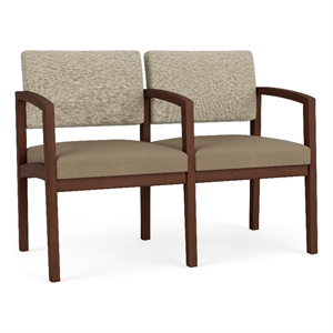 Lesro Industries Wood Waiting Reception 2 Seat Tandem Seating in Brown