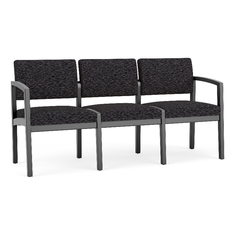 Lesro Industries Wood Waiting Reception 3 Seat Sofa Wood Frame in Black