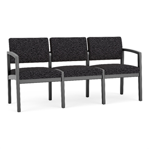 Lesro Industries Wood Waiting Reception 3 Seat Sofa Wood Frame in Black