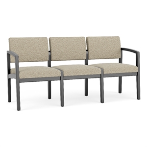 Lesro Industries Wood Waiting Reception 3 Seat Sofa Wood Frame in Brown