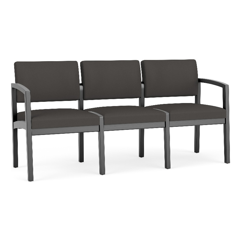 Lesro Industries Wood Waiting Reception 3 Seat Sofa Wood Frame in Gray