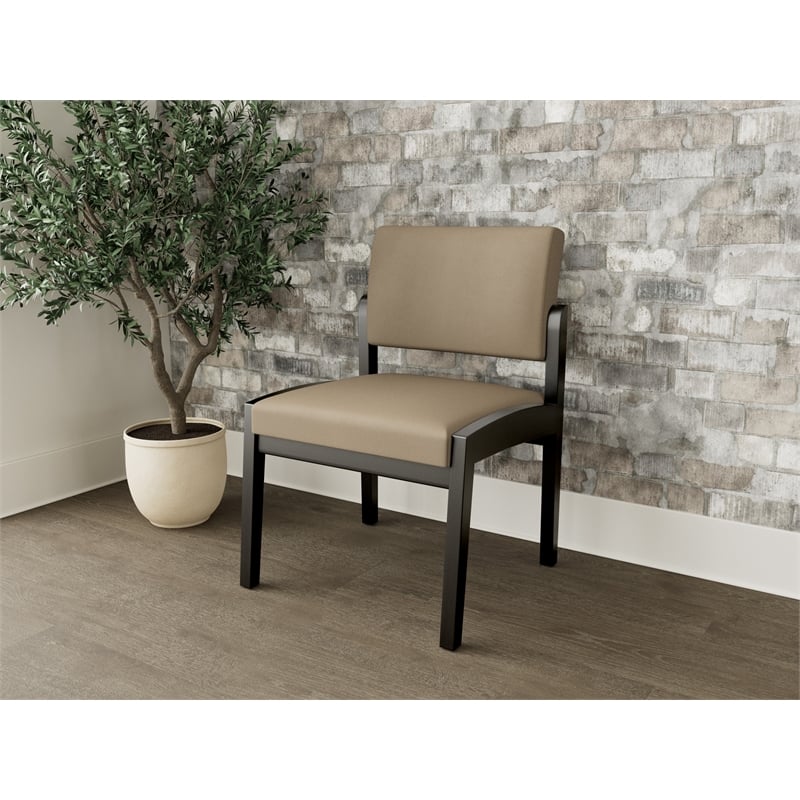 Lesro Industries Wood Waiting Reception Armless Guest Chair in Brown