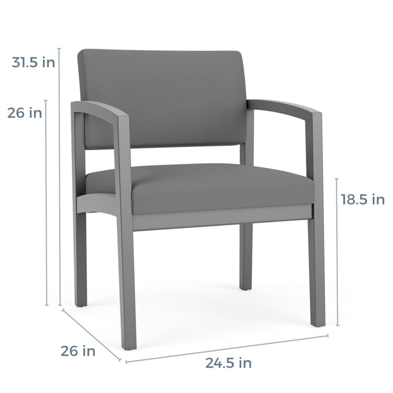 Lesro Industries Wood Waiting Reception Wide Guest Chair Wood Frame in Gray