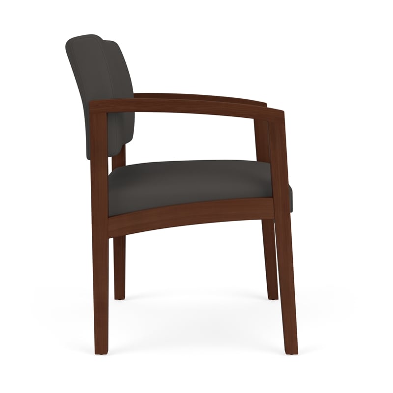 Lesro Industries Wood Waiting Reception Wide Guest Chair Wood Frame in Gray