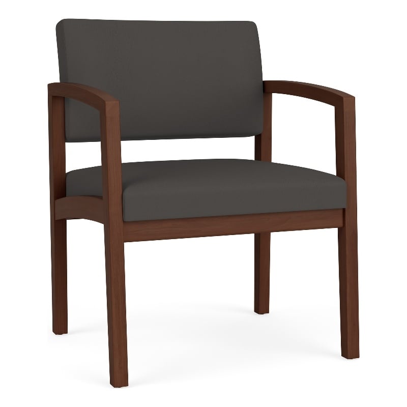 Lesro Industries Wood Waiting Reception Wide Guest Chair Wood Frame in Gray