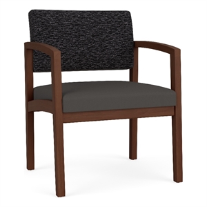 Lesro Industries Wood Waiting Reception Wide Guest Chair Wood Frame in Gray