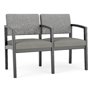 Lesro Industries Wood Waiting Reception 2 Seat Tandem Seating in Gray