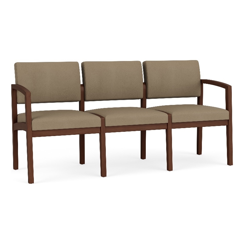 Lesro Industries Wood Waiting Reception 3 Seat Sofa Wood Frame in Gray