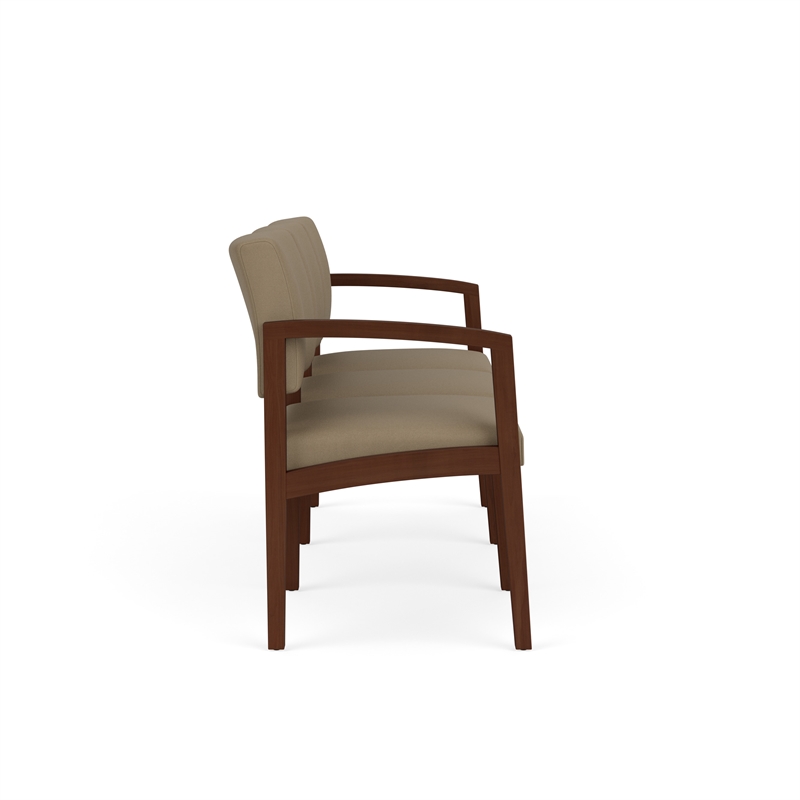 Lesro Industries Wood Waiting Reception 3 Seat Sofa Wood Frame in Brown