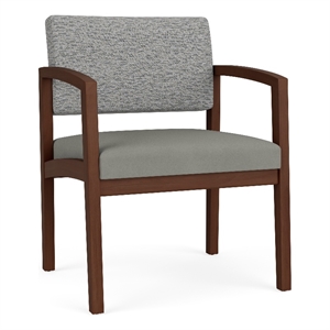 Lesro Industries Wood Waiting Reception Wide Guest Chair Wood Frame in Gray