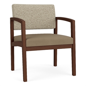 Lesro Industries Wood Waiting Reception Wide Guest Chair in Brown