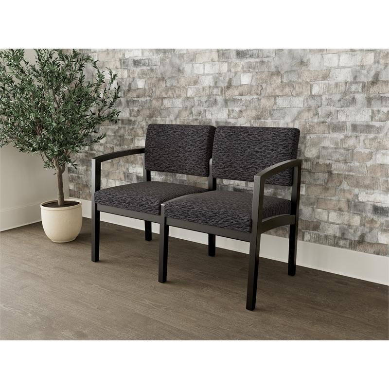 Lesro Industries Wood Waiting Reception 2 Seat Sofa Wood Frame in Black