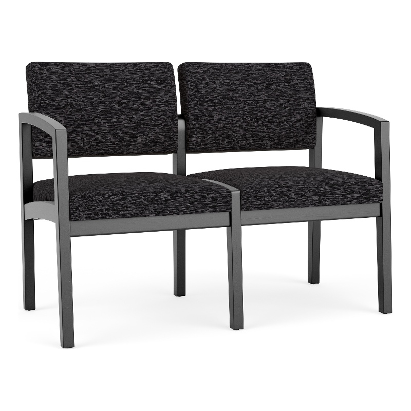 Lesro Industries Wood Waiting Reception 2 Seat Sofa Wood Frame in Black