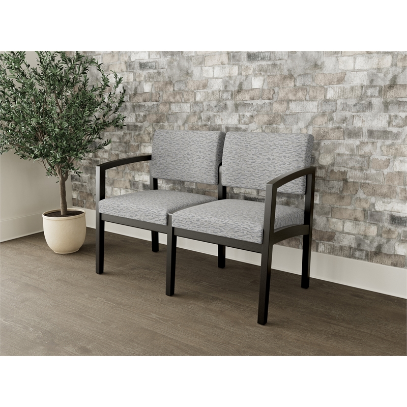 Lesro Industries Wood Waiting Reception 2 Seat Sofa Wood Frame in Gray