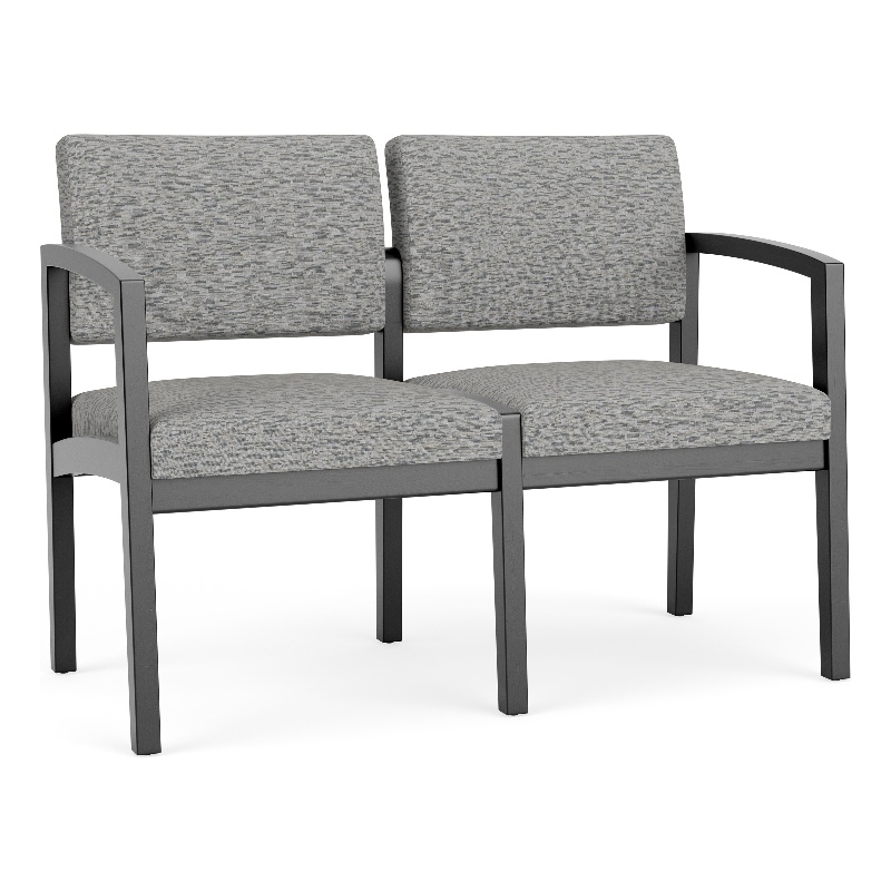 Lesro Industries Wood Waiting Reception 2 Seat Sofa Wood Frame in Gray