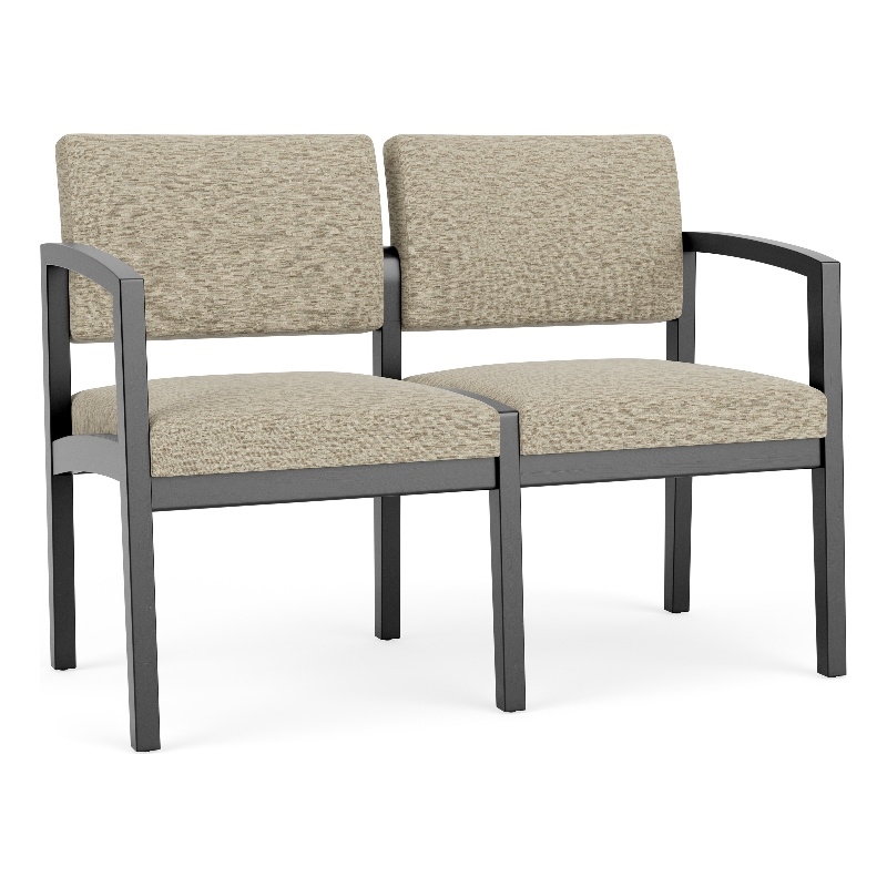 Lesro Industries Wood Waiting Reception 2 Seat Sofa Wood Frame in Brown