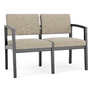 Lesro Industries Wood Waiting Reception 2 Seat Sofa Wood Frame in Brown