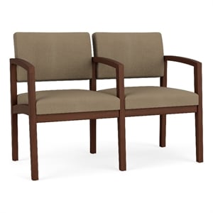 Lesro Industries Wood Waiting Reception 2 Seat Tandem Seating in Brown