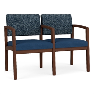 Lesro Industries Wood Waiting Reception 2 Seat Tandem Seating in Blue