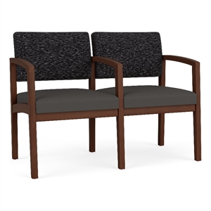 Lesro Industries Wood Waiting Reception 2 Seat Tandem Seating in Gray
