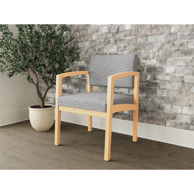 Lesro Industries Wood Waiting Reception Guest Chair Wood Frame in Gray