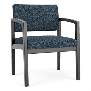 Lesro Industries Wood Waiting Reception Wide Guest Chair Wood Frame in Blue