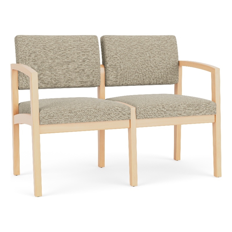 Lesro Industries Wood Waiting Reception 2 Seat Sofa Wood Frame in Brown