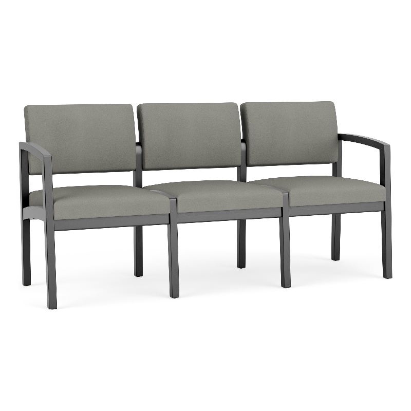 Lesro Industries Wood Waiting Reception 3 Seat Sofa Wood Frame in Gray