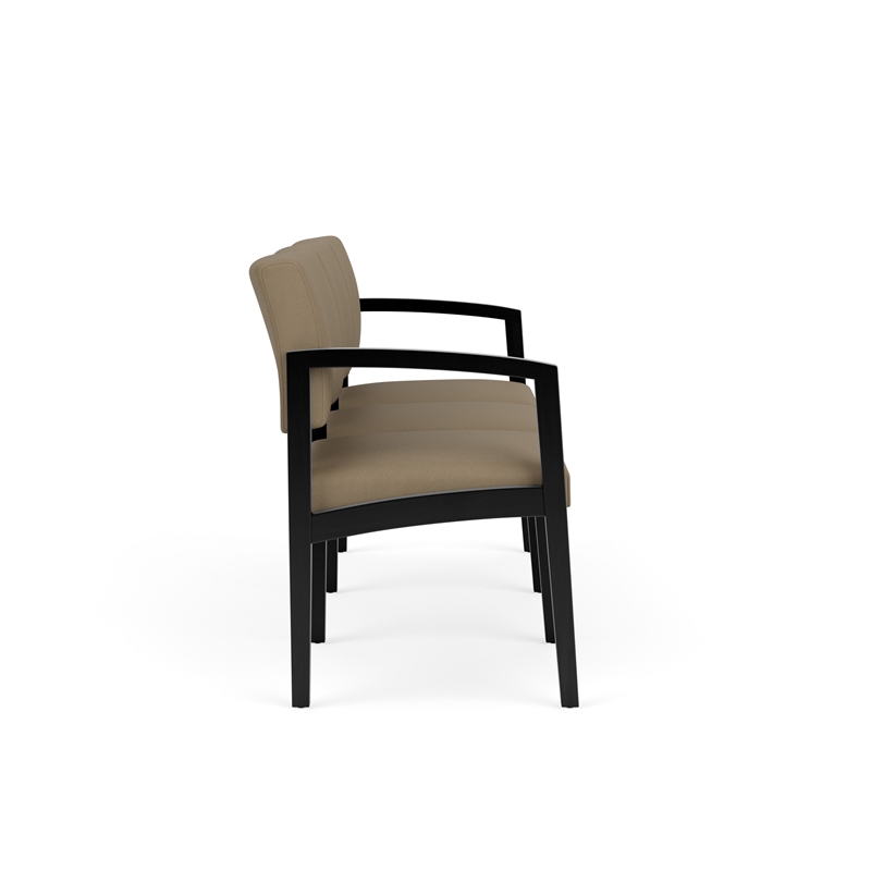 Lesro Industries Wood Waiting Reception 3 Seat Sofa Wood Frame in Brown