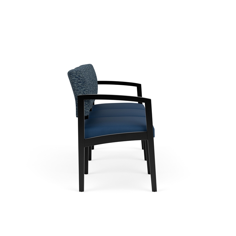 Lesro Industries Wood Waiting Reception 3 Seat Sofa Wood Frame in Blue