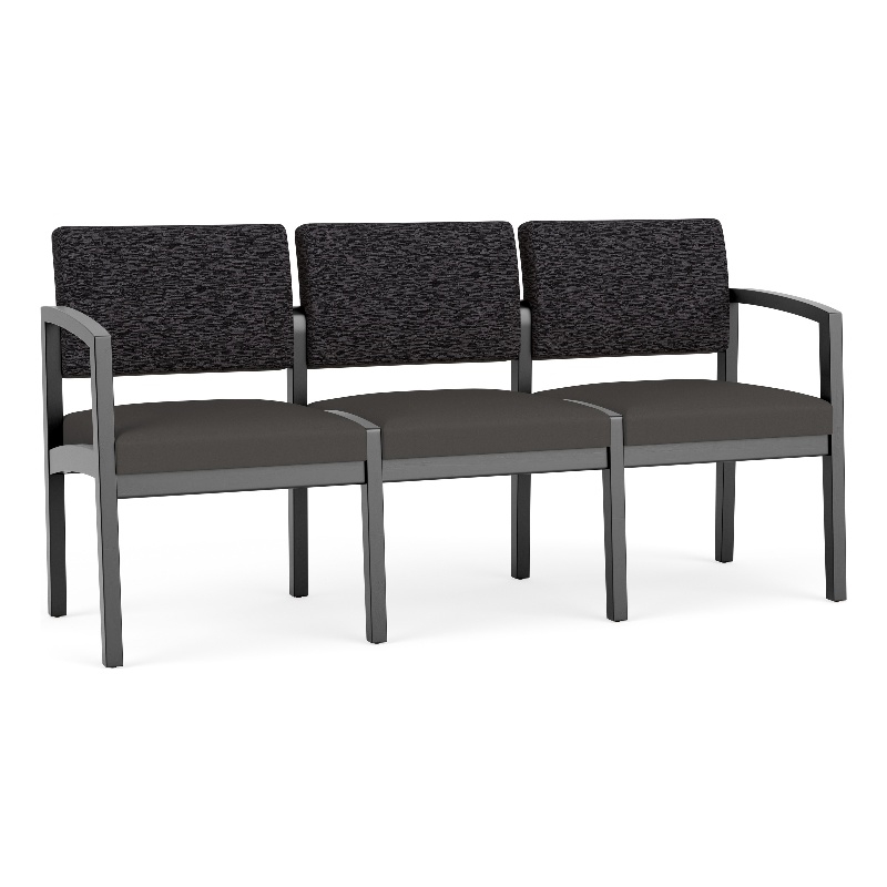 Lesro Industries Wood Waiting Reception 3 Seat Sofa Wood Frame in Gray
