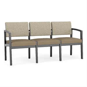 Lesro Industries Wood Waiting Reception 3 Seat Sofa Wood Frame in Brown