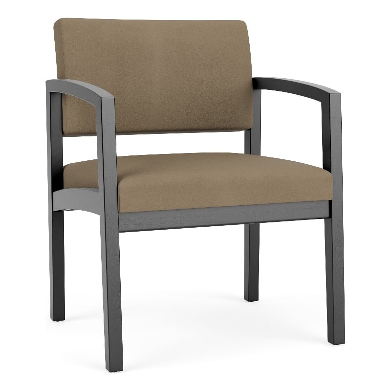 Lesro Industries Wood Waiting Reception Wide Guest Chair Wood Frame in Gray