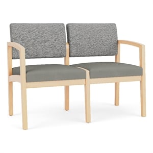 Lesro Industries Wood Waiting Reception 2 Seat Sofa Wood Frame in Gray