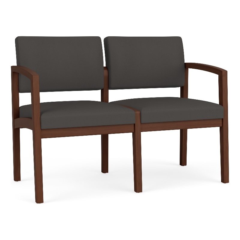 Lesro Industries Wood Waiting Reception 2 Seat Sofa Wood Frame in Gray