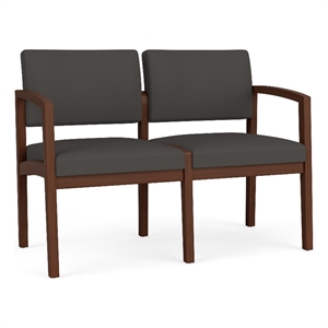 Lesro Industries Wood Waiting Reception 2 Seat Sofa Wood Frame in Gray