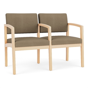 Lesro Industries Wood Waiting Reception 2 Seat Tandem Seating in Gray