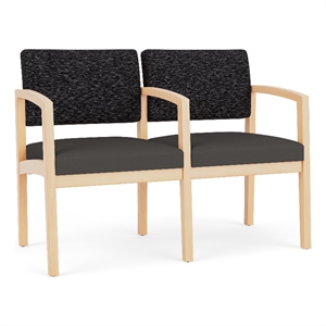 Lesro Industries Wood Waiting Reception 2 Seat Tandem Seating in Gray