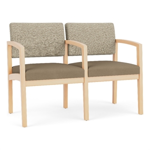 Lesro Industries Wood Waiting Reception 2 Seat Tandem Seating in Brown